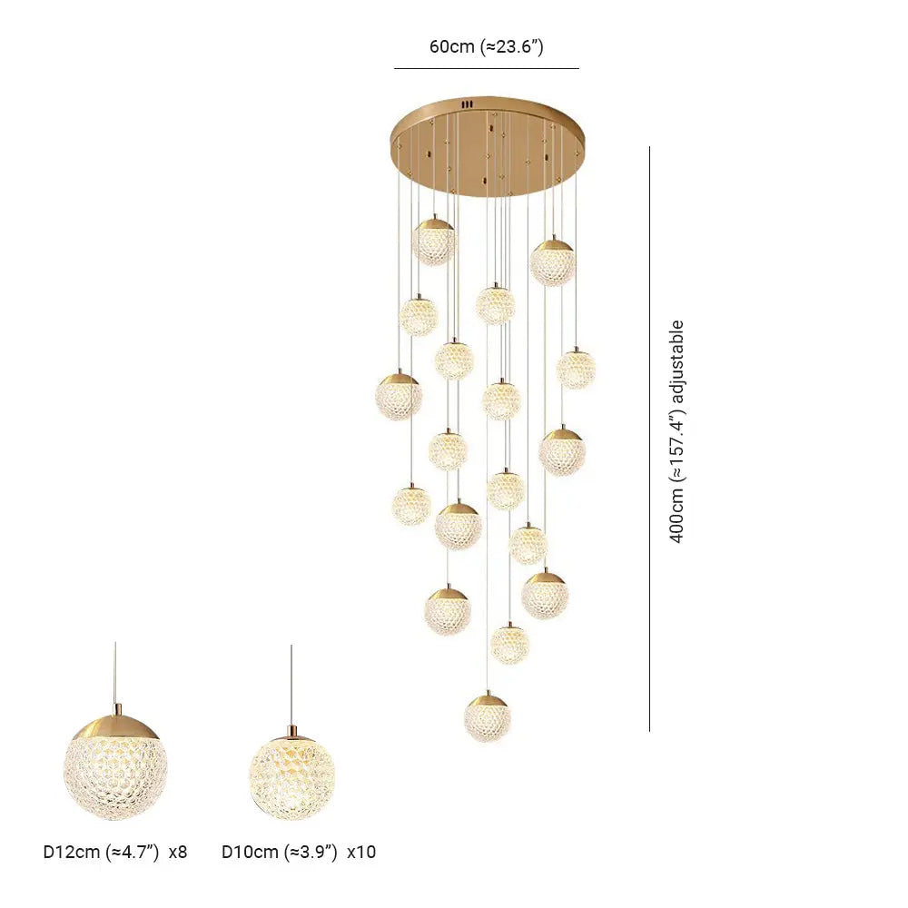 Kronleuchter Blase Gold aus Acryl