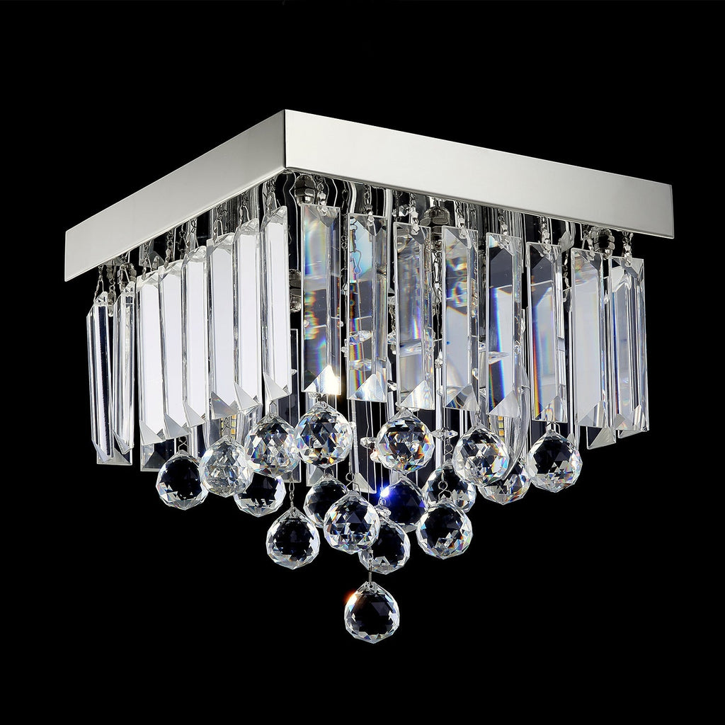 Kronleuchter Quadratisch Kristall Silber Flur