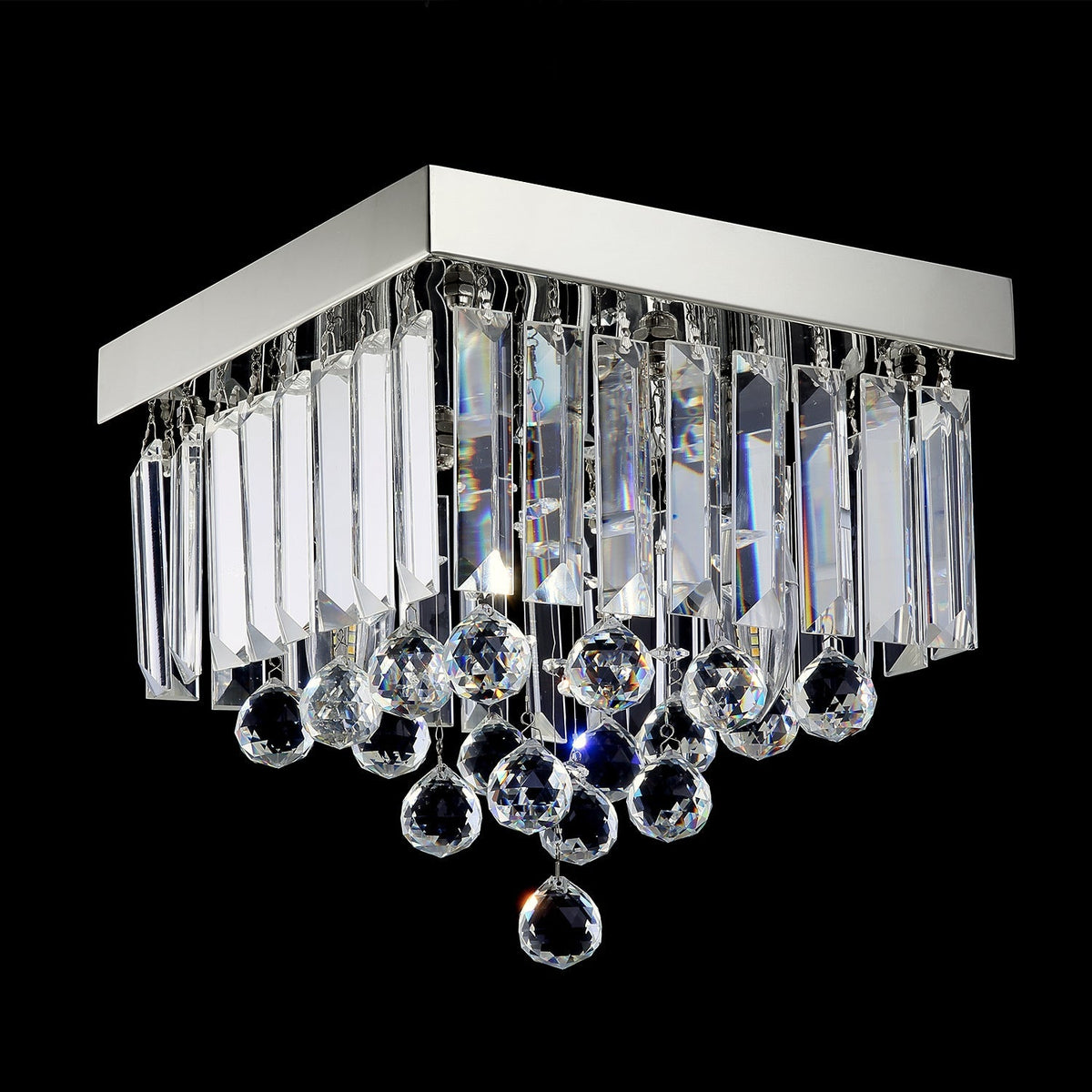 Kronleuchter Quadratisch Kristall Silber Flur