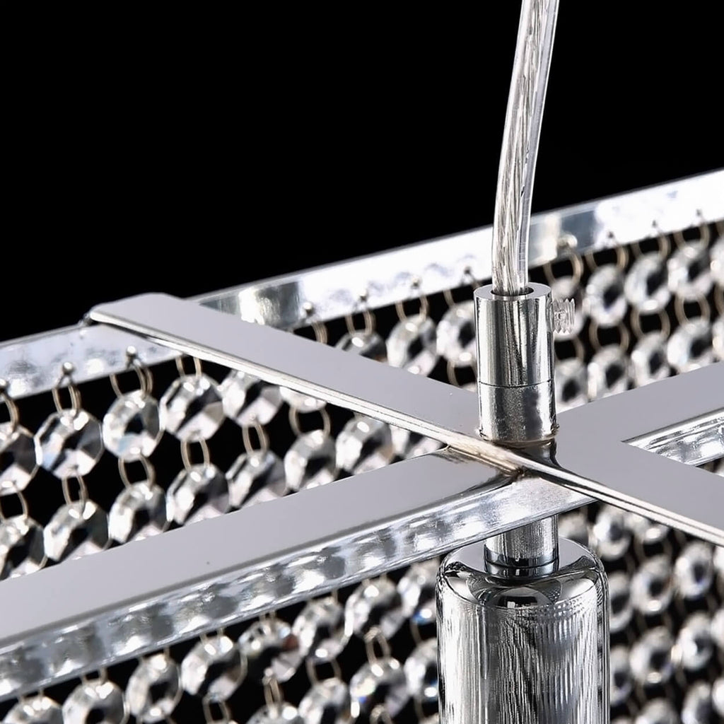 Kronleuchter Rechteckig Kristall Silber Linear