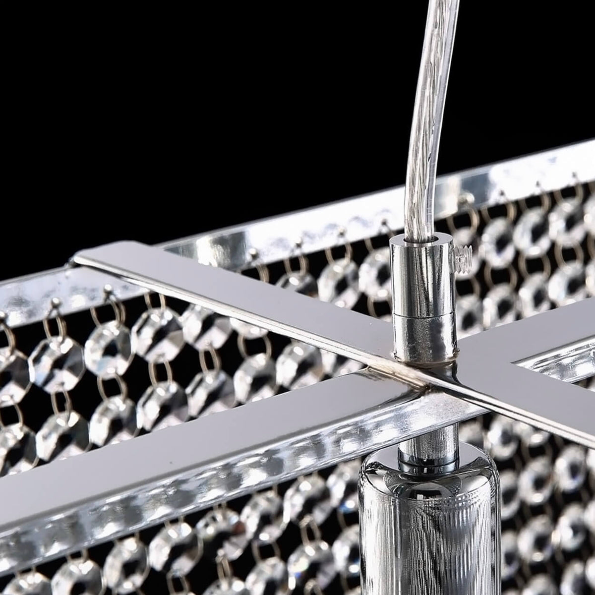 Kronleuchter Rechteckig Kristall Silber Linear