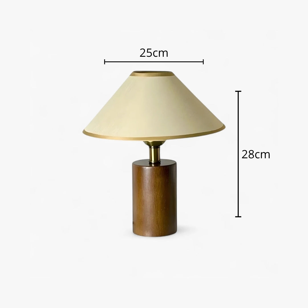 Nachttischlampe Holz und Leinen