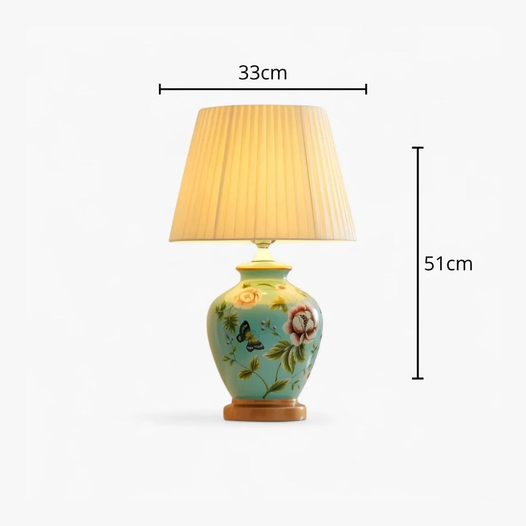 Nachttischlampe Keramik Blumen