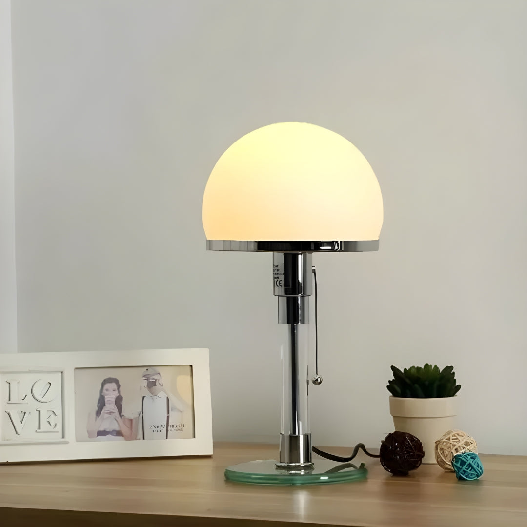 Nachttischlampe Weißes Glas