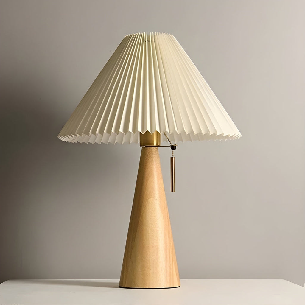 Nachttischlampe Holz und Weiß