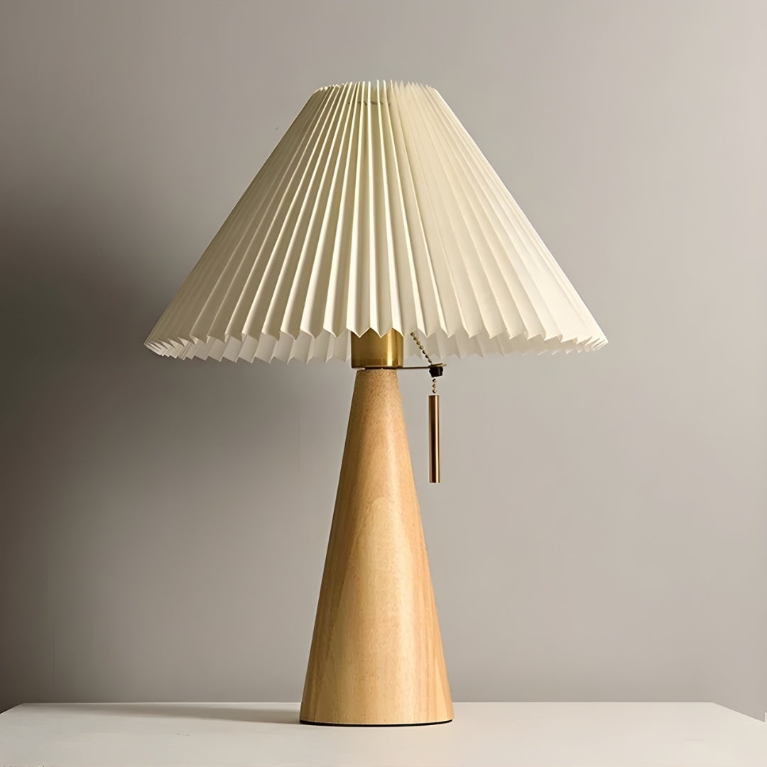Nachttischlampe Holz und Weiß