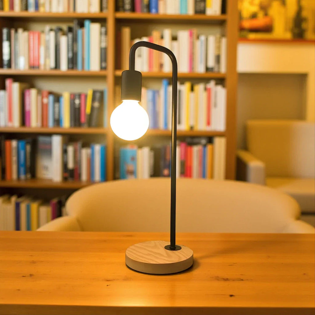 Nachttischlampe Holz Metall