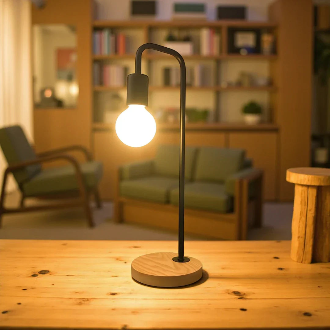 Nachttischlampe Holz Metall