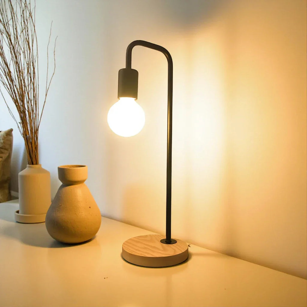 Nachttischlampe Holz Metall
