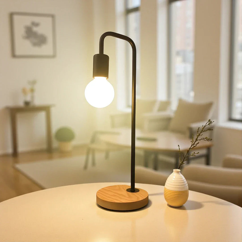 Nachttischlampe Holz Metall