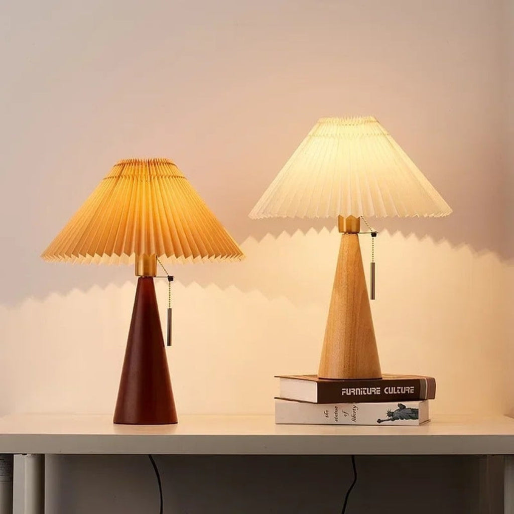 Nachttischlampe Holz und Weiß