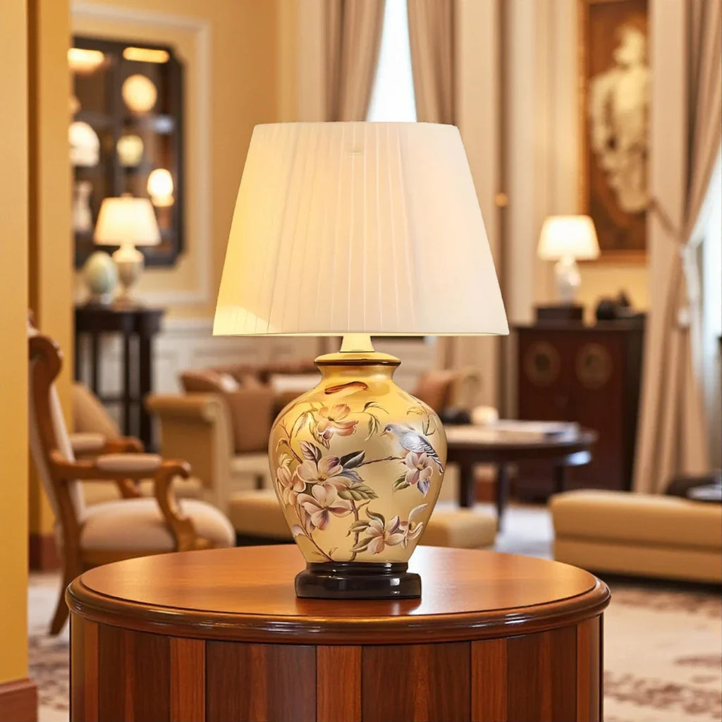 Nachttischlampe Keramik Gold