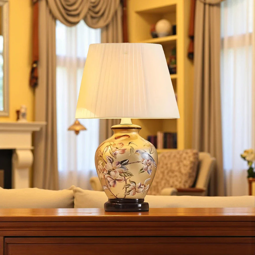 Nachttischlampe Keramik Gold
