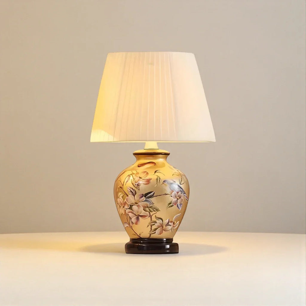 Nachttischlampe Keramik Gold