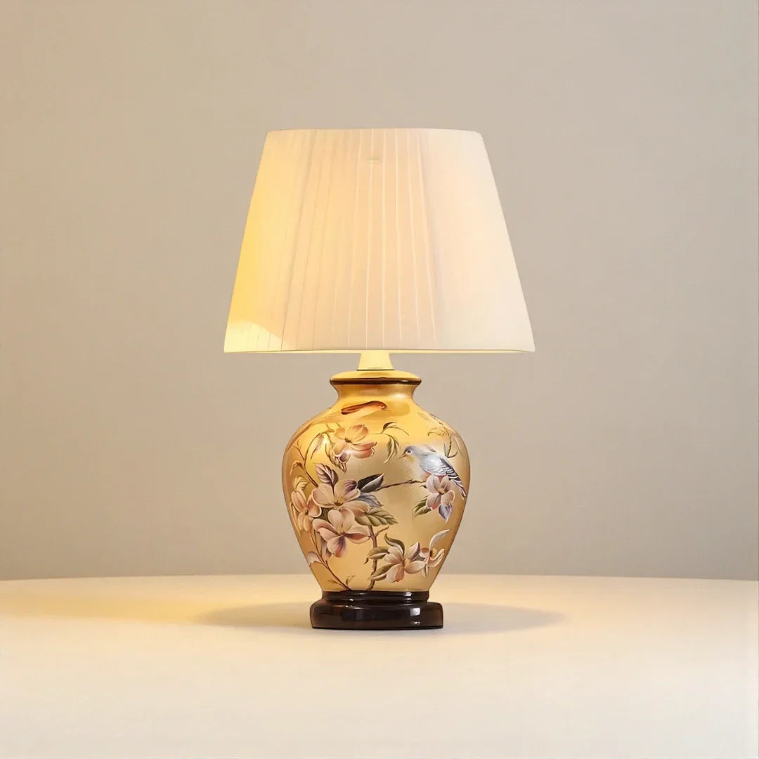 Nachttischlampe Keramik Gold