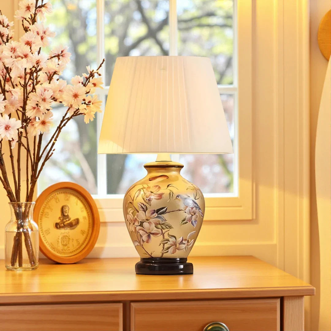 Nachttischlampe Keramik Gold