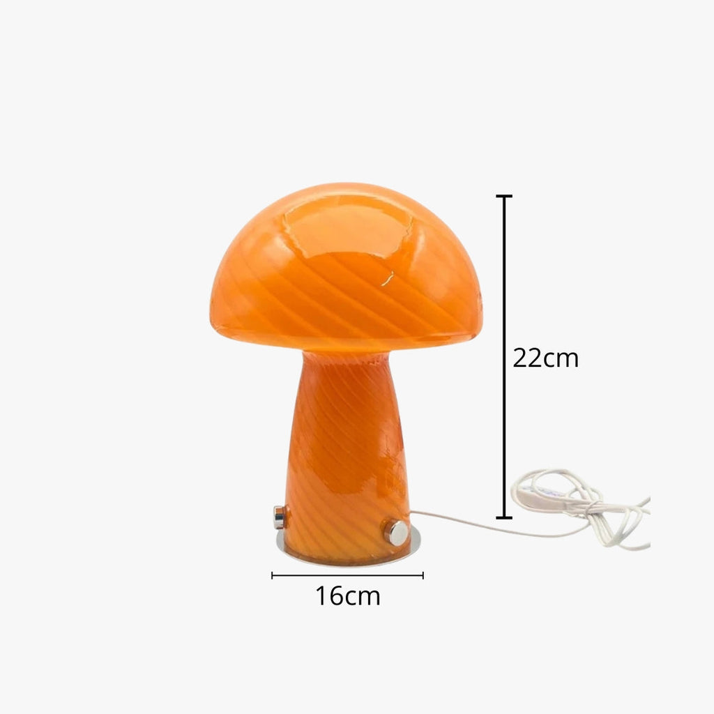 Nachttischlampe Pilz aus Glas