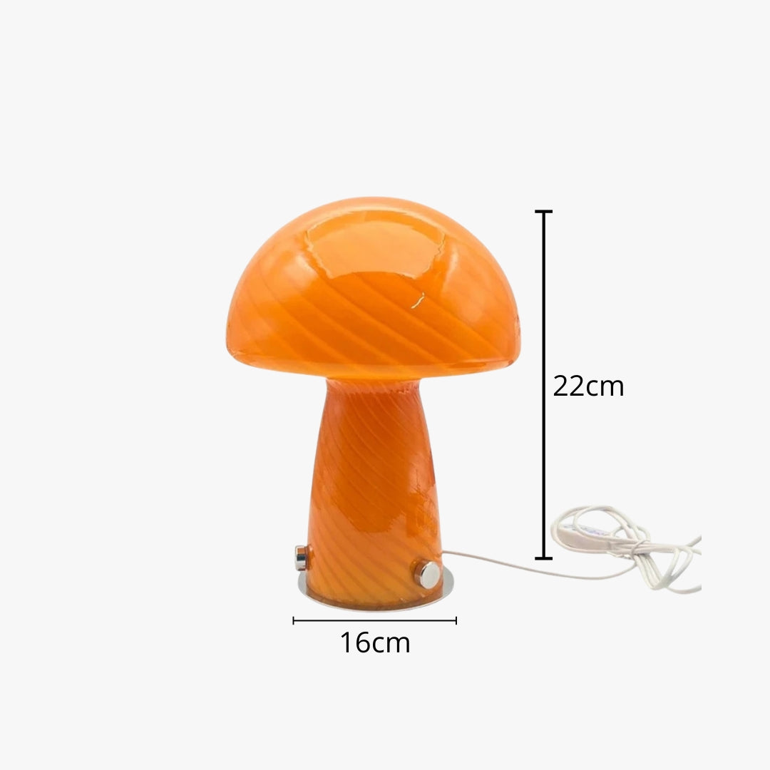 Nachttischlampe Pilz aus Glas