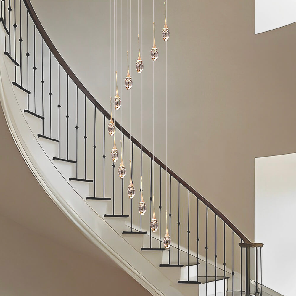 Kronleuchter Drehbar aus Kristall LED für Treppenhaus