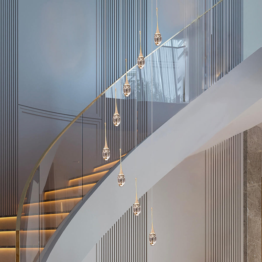 Kronleuchter Drehbar aus Kristall LED für Treppenhaus