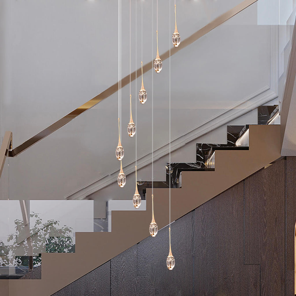 Kronleuchter Drehbar aus Kristall LED für Treppenhaus