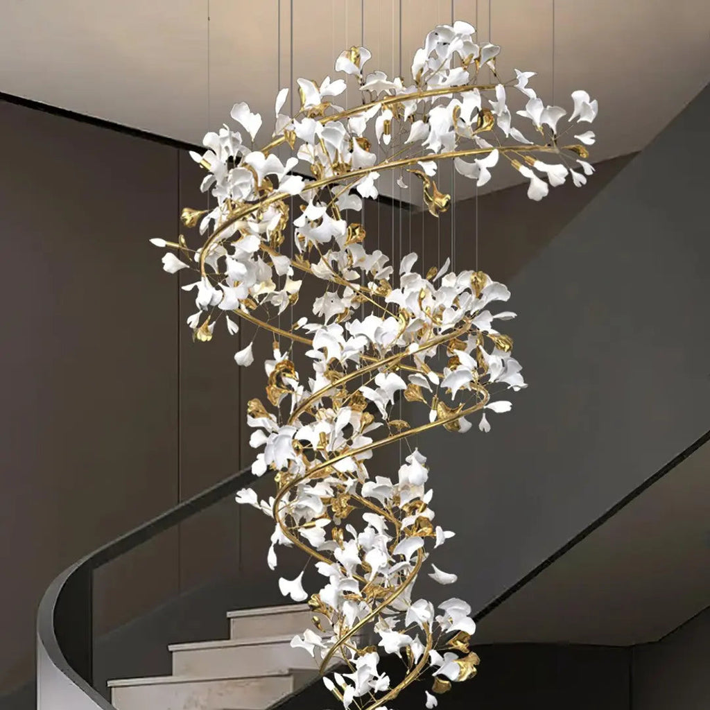 Kronleuchter Gold aus Keramik Blumen
