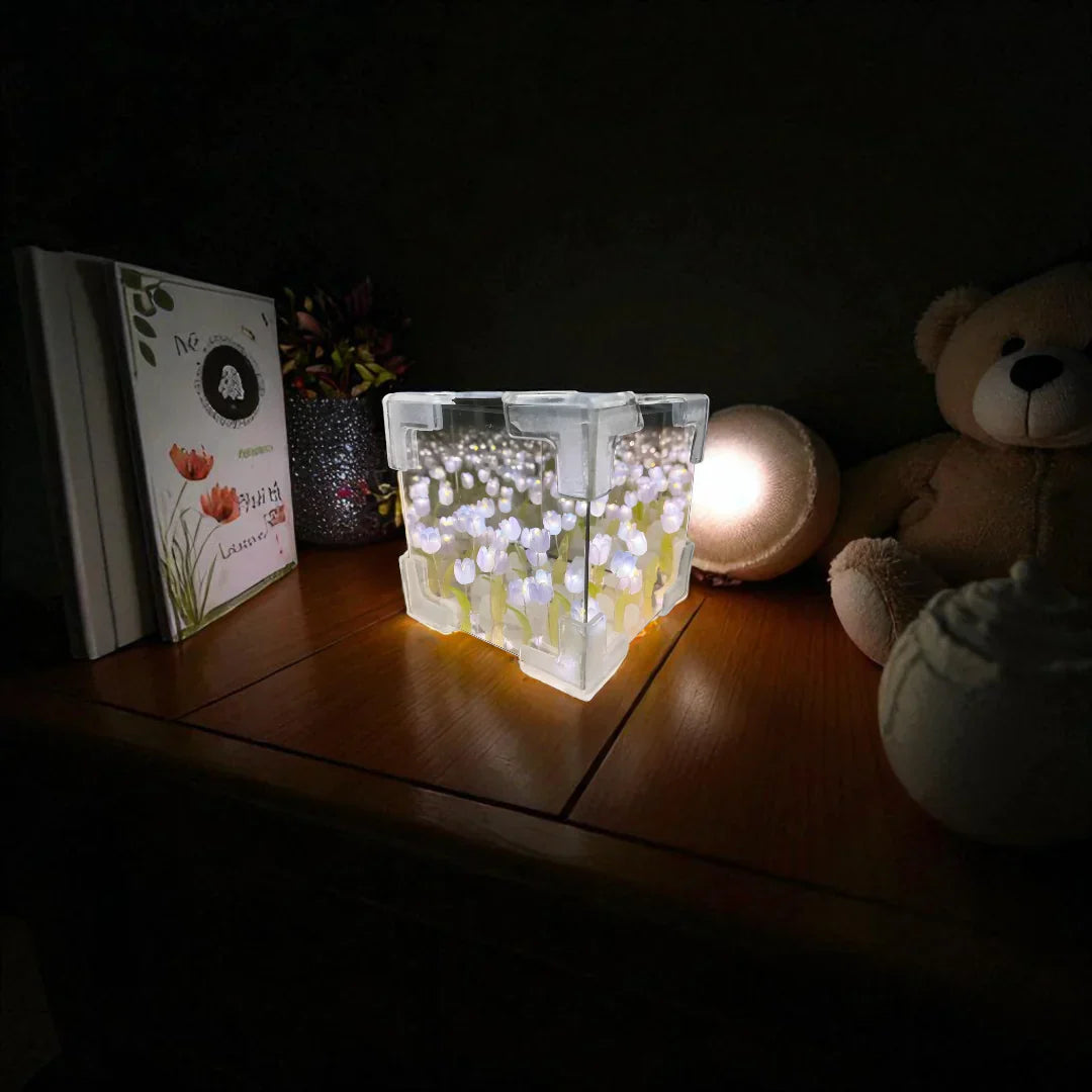 Nachttischlampe Würfel