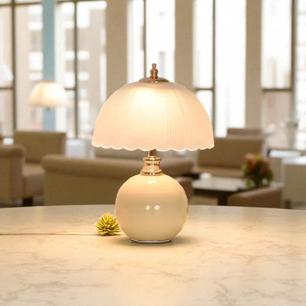 Nachttischlampe Keramik Beige