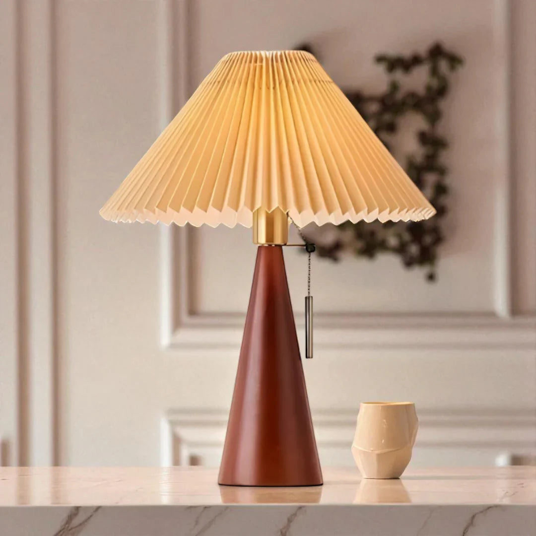 Nachttischlampe Holz und Weiß