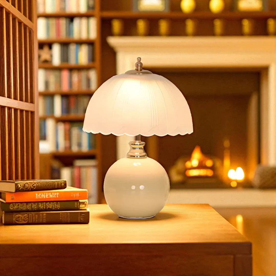 Nachttischlampe Keramik Beige