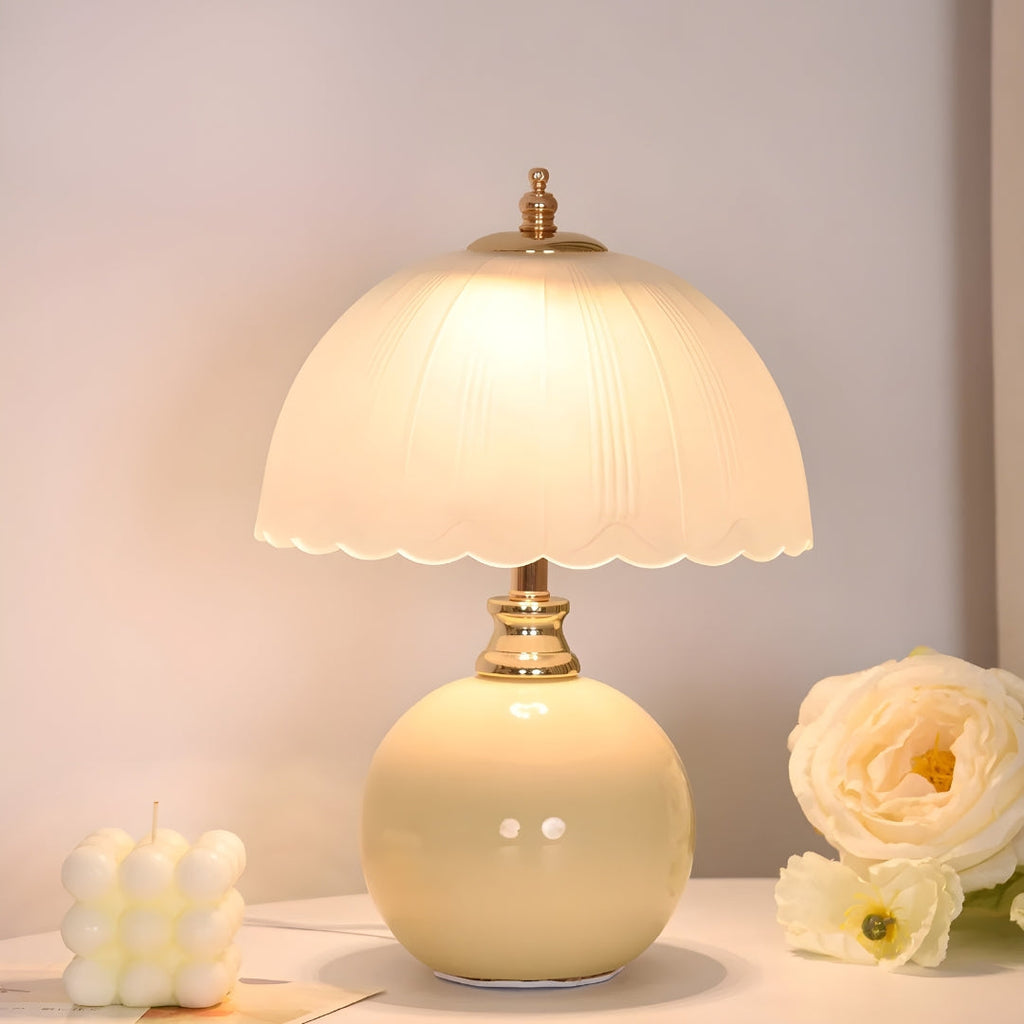 Nachttischlampe Keramik Beige