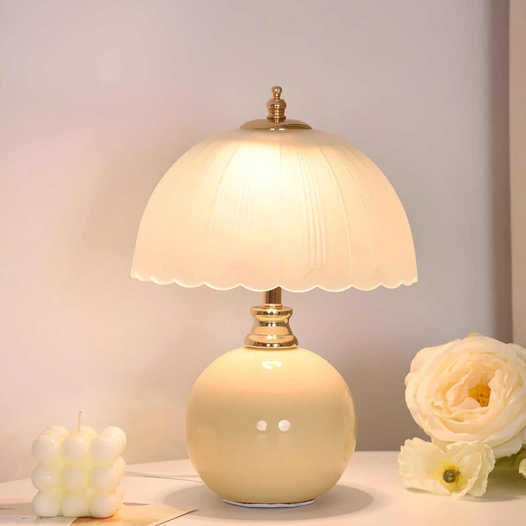 Nachttischlampe Keramik Beige