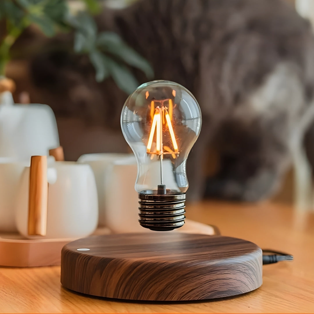 Nachttischlampe Holz Magnetschwebe-Glühbirne