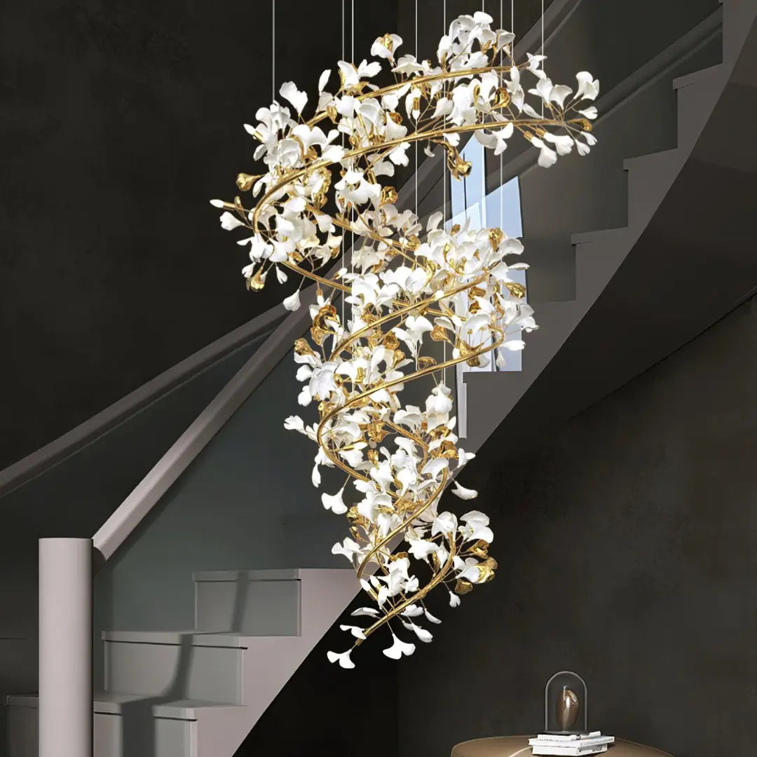 Kronleuchter Gold aus Keramik Blumen