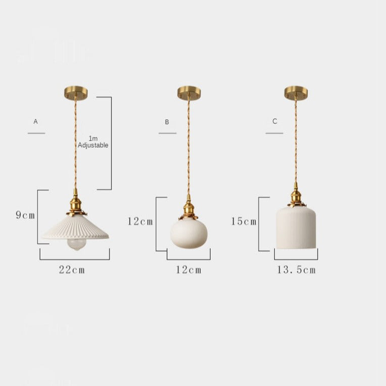 Pendelleuchte Retro mit Lampenschirm aus Keramik Weiß Letten