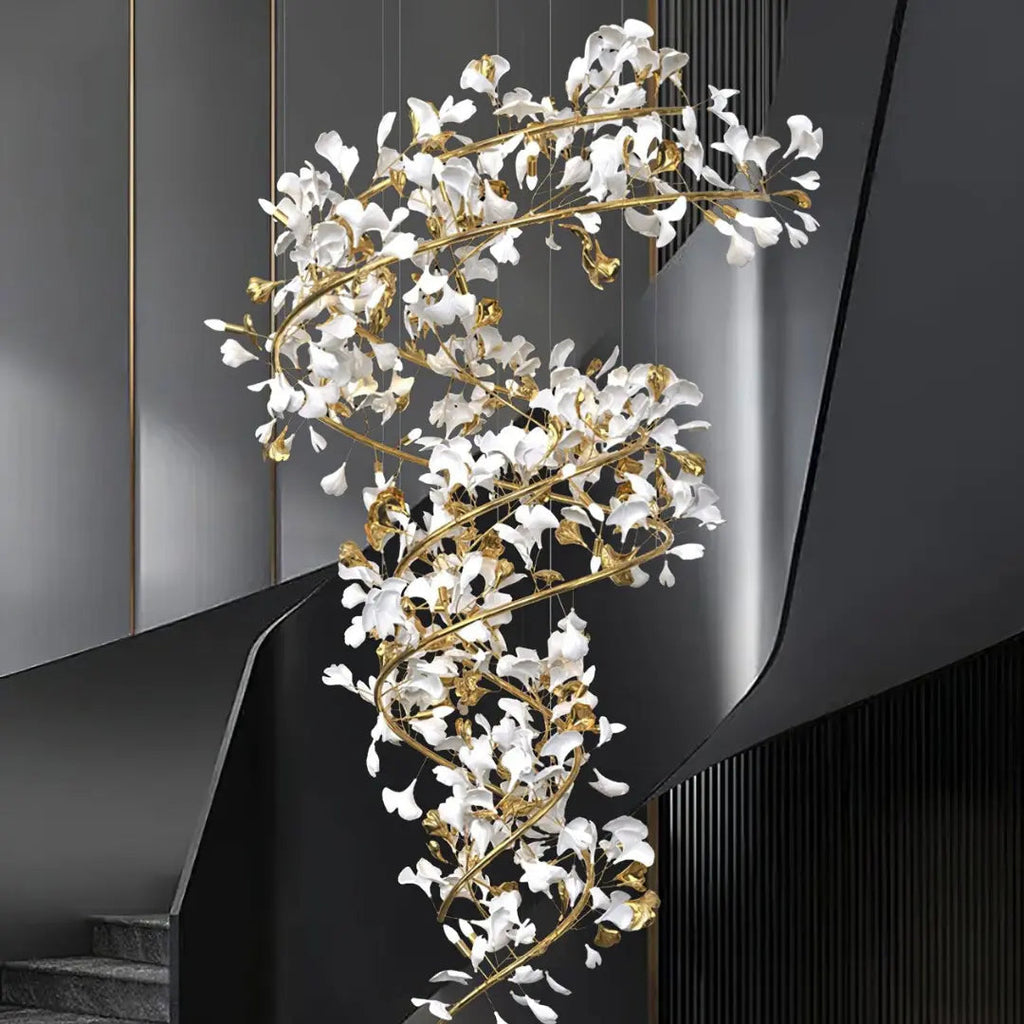 Kronleuchter Gold aus Keramik Blumen