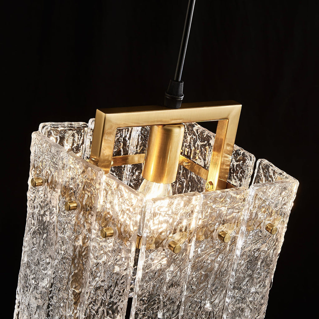 Pendelleuchte Quadratisch Craquelé-Glas