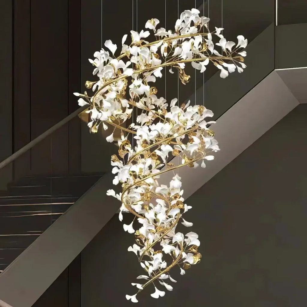 Kronleuchter Blumen Gold aus Keramik