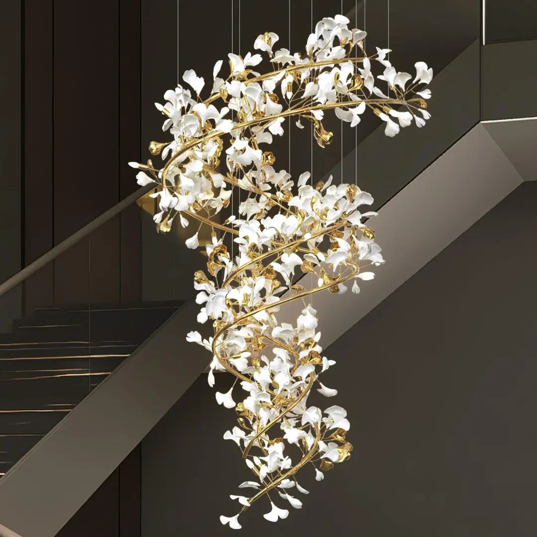 Kronleuchter Gold aus Keramik Blumen