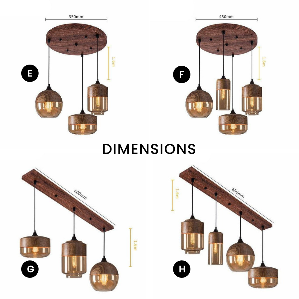 Pendelleuchte Holz und Glas Loft-Stil Retro Design modern