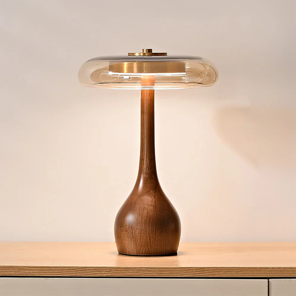 Nachttischlampe Naturholz