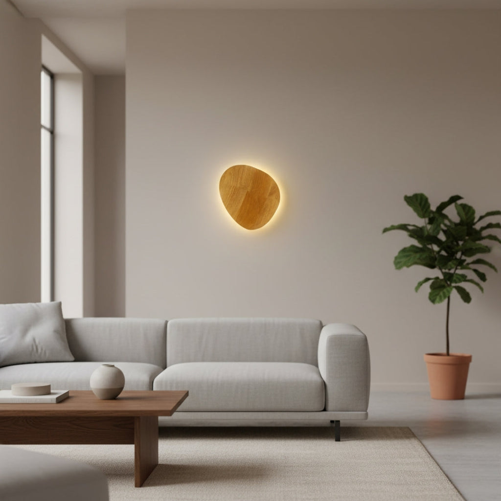 Wandleuchte Skandinavisch LED Oval aus Holz