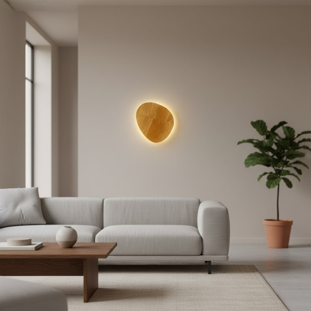 Wandleuchte Skandinavisch LED Oval aus Holz