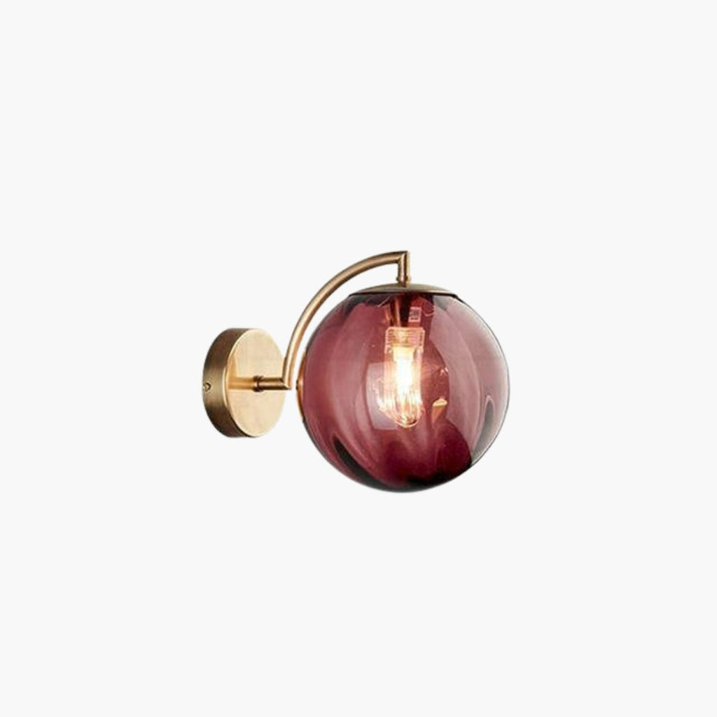 Wandleuchte LED Golden mit Kugel aus Rauchglas