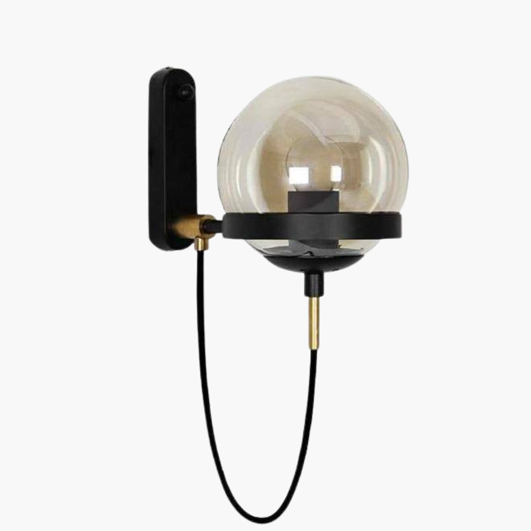 Wandleuchte LED Metall mit Kugel aus Glas Design