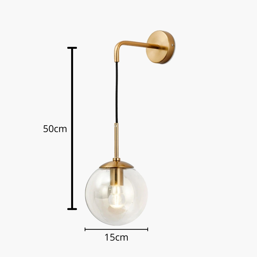 Wandleuchte mit Kugel Glas Hängend Design modern