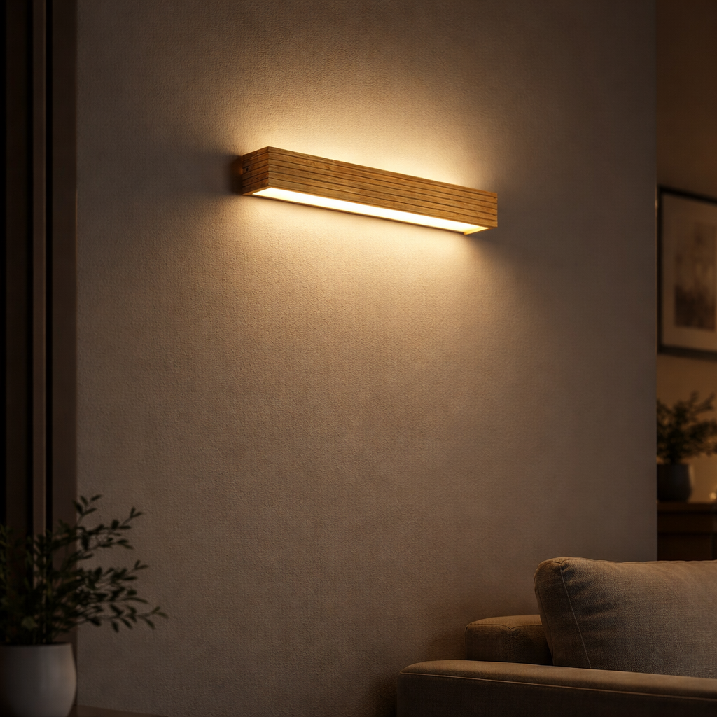 Wandleuchte LED Rechteckig Holz sculpté Japanisch
