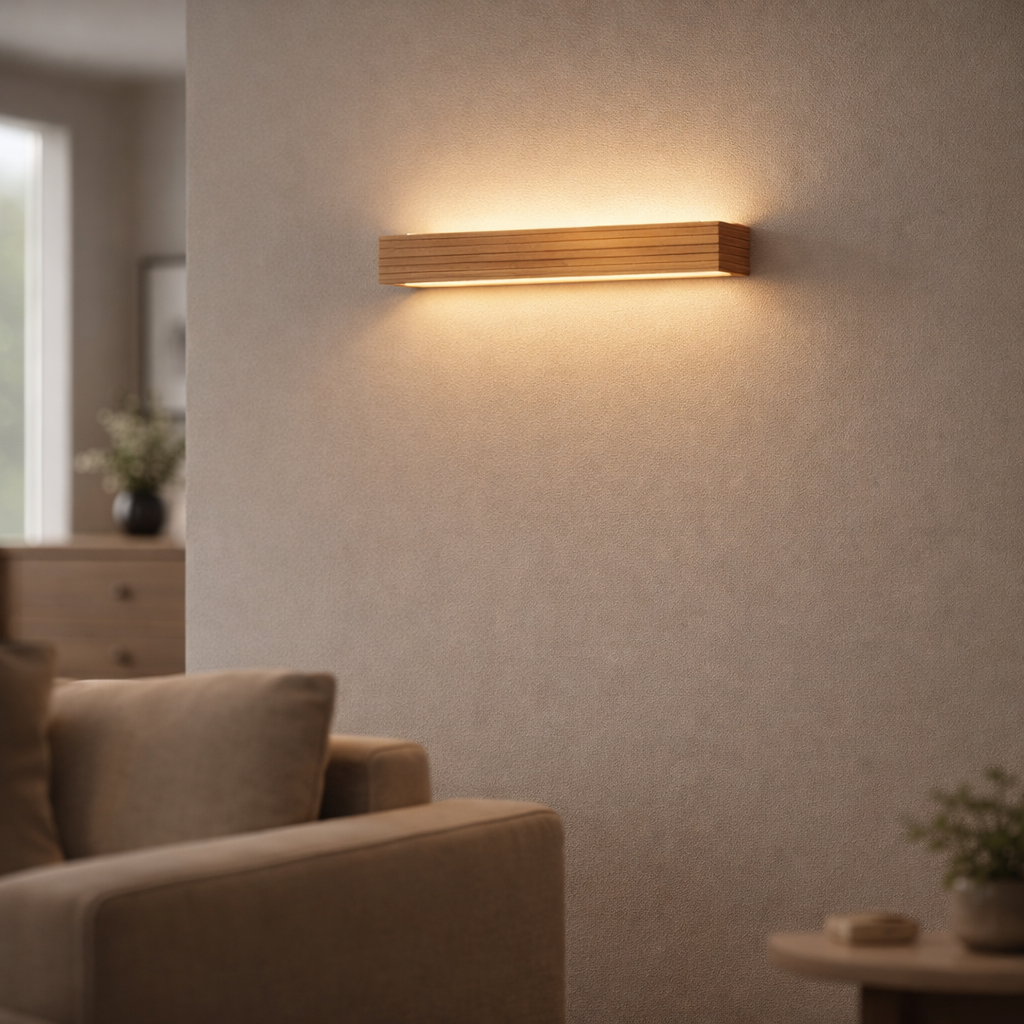 Wandleuchte LED Rechteckig Holz sculpté Japanisch
