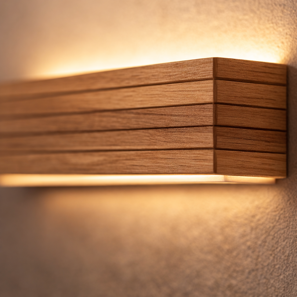 Wandleuchte LED Rechteckig Holz sculpté Japanisch