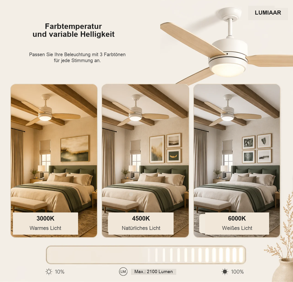 Calisto | Design-Ventilator LED Fernbedienung 117 cm